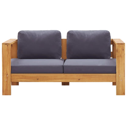 Banc de jardin avec coussins 140 cm Bois d'acacia solide Gris