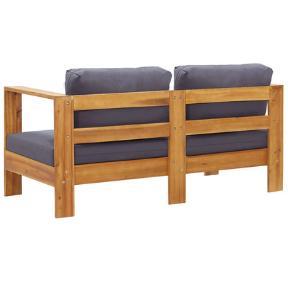 Banc de jardin avec coussins 140 cm Bois d'acacia solide Gris