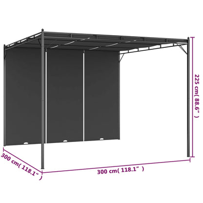 Belvédère de jardin avec rideau latéral 3x3x2,25 m Anthracite