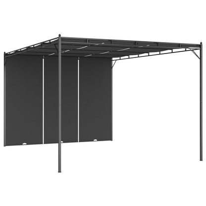 Belvédère de jardin avec rideau latéral 4x3x2,25 m Anthracite