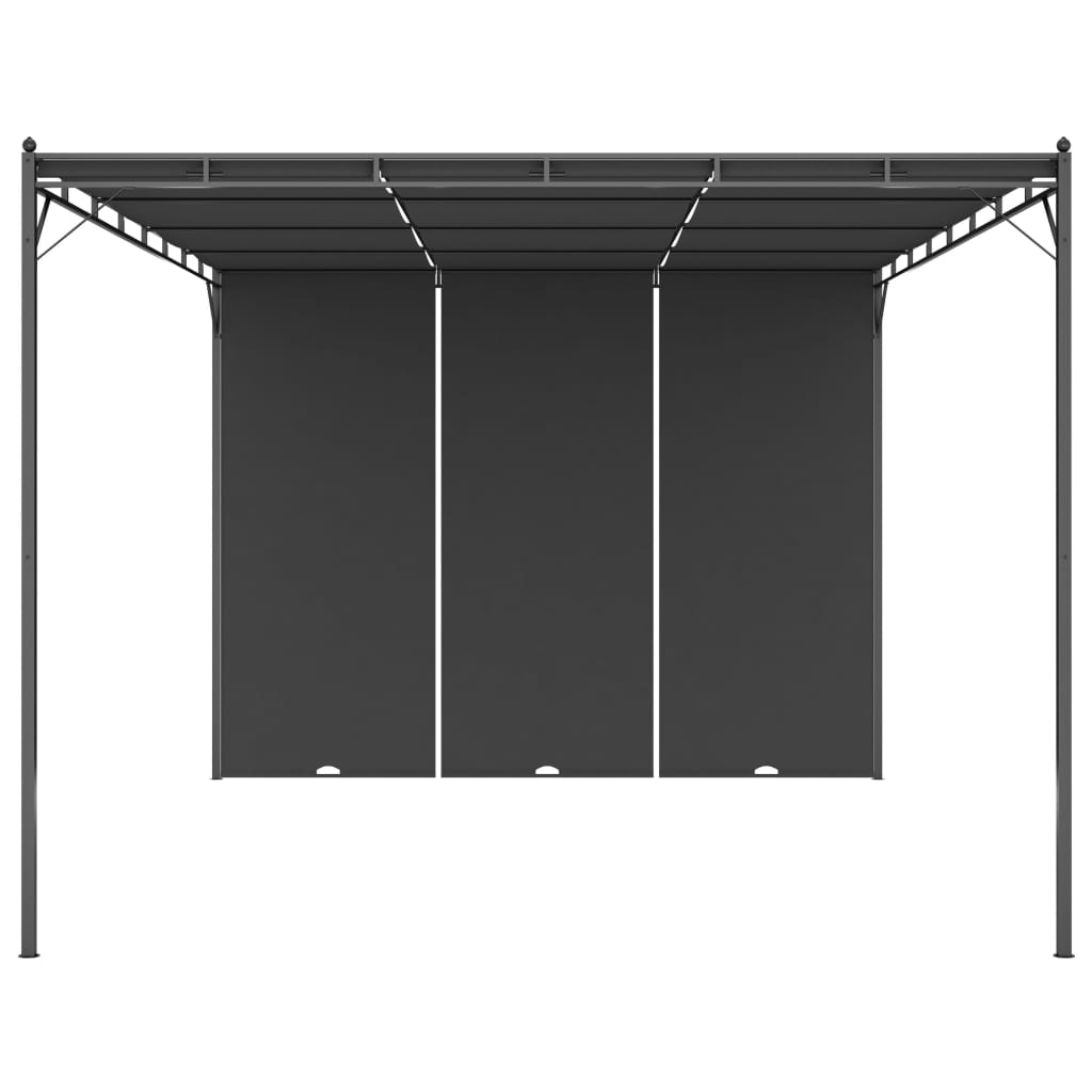 Belvédère de jardin avec rideau latéral 4x3x2,25 m Anthracite