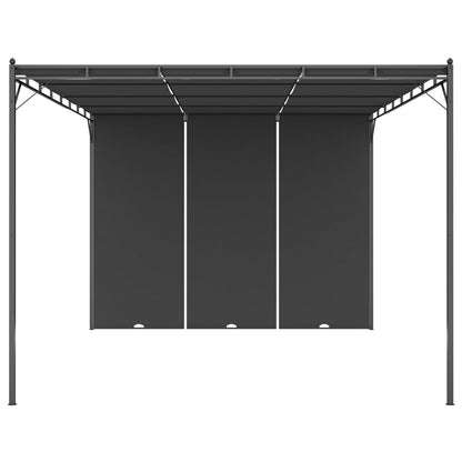 Belvédère de jardin avec rideau latéral 4x3x2,25 m Anthracite