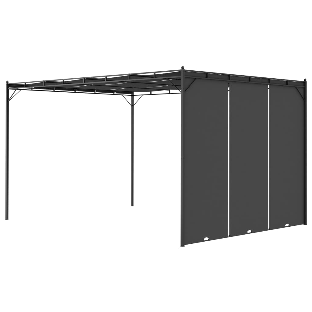 Belvédère de jardin avec rideau latéral 4x3x2,25 m Anthracite