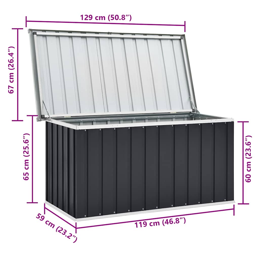 Boîte de rangement de jardin Anthracite 129x67x65 cm