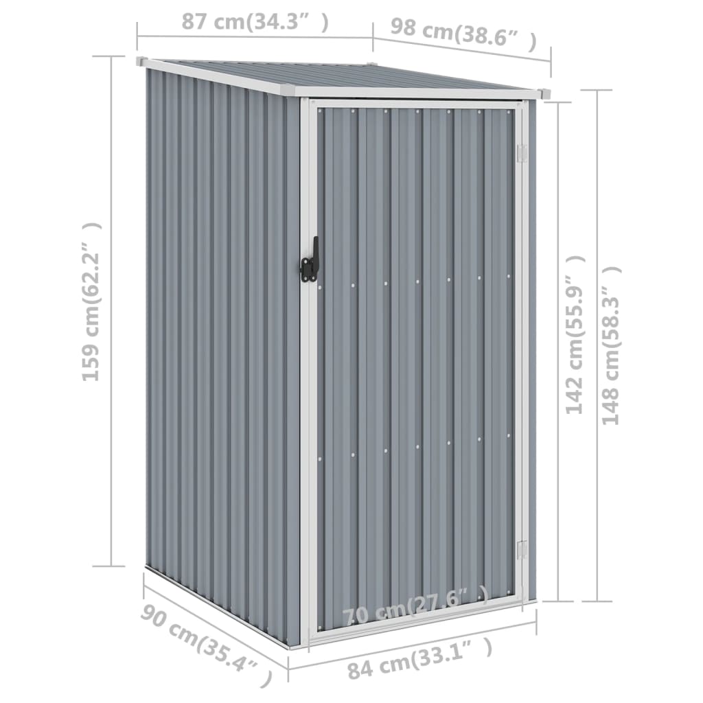 Abri de jardin Gris 87x98x159 cm Acier galvanisé