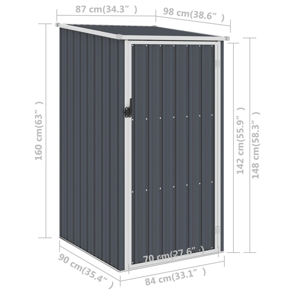 Abri de jardin Anthracite 87x98x159 cm Acier galvanisé