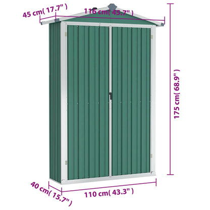 Abri de jardin Vert 116x45x175 cm Acier galvanisé