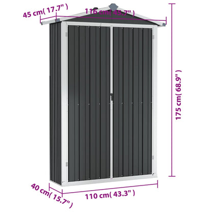 Abri de jardin Anthracite 116x45x175 cm Acier galvanisé