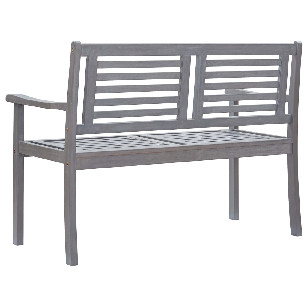 Banc de jardin 2 places 120 cm Gris Bois d'eucalyptus solide