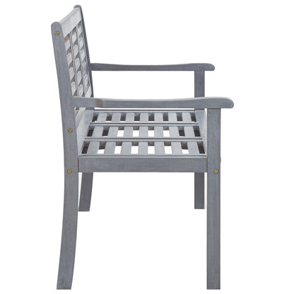 Banc de jardin 3 places 150 cm Gris Bois d'eucalyptus solide