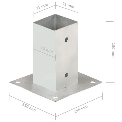 Anclajes para postes 4 piezas Metal galvanizado 71 mm