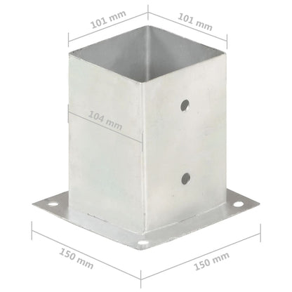 Ancres de poteau 4 pcs Métal galvanisé 101 mm