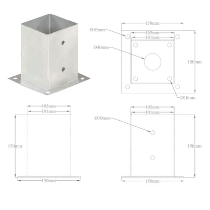 Ancres de poteau 4 pcs Métal galvanisé 101 mm