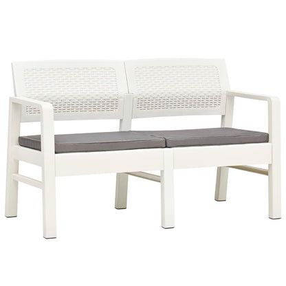 Banc de jardin à 2 places et coussins 120 cm Plastique Blanc