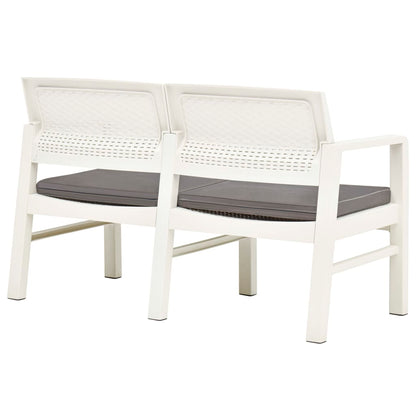 Banc de jardin à 2 places et coussins 120 cm Plastique Blanc