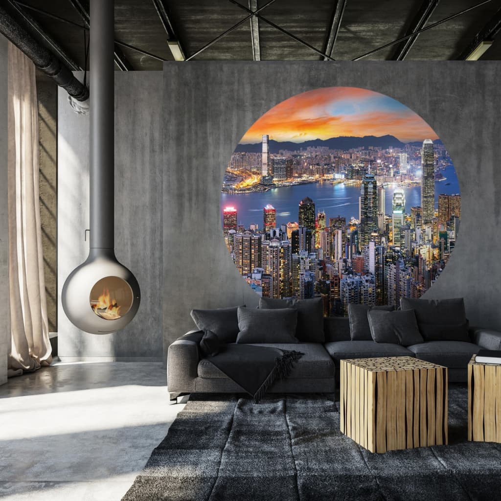 WallArt Papel pintado circular Skyline de noche 190 cm