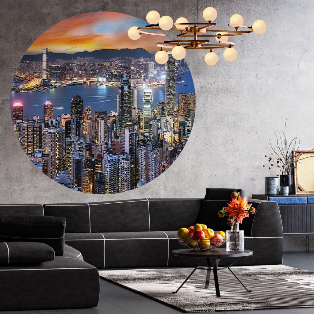 WallArt Papel pintado circular Skyline de noche 190 cm