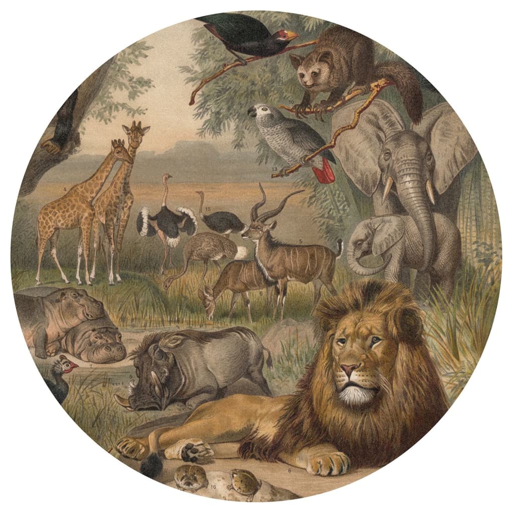 WallArt Papel pintado circular Animales de África 190 cm