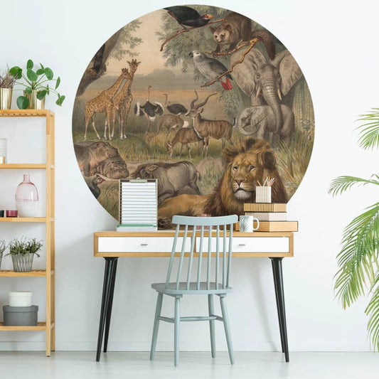 WallArt Papel pintado circular Animales de África 190 cm