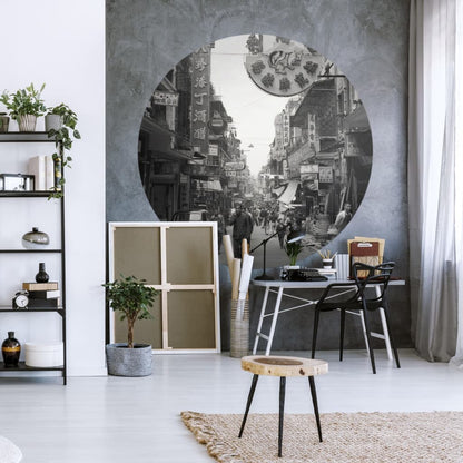 WallArt Papier peint cercle Hong Kong the Old Days 190 cm