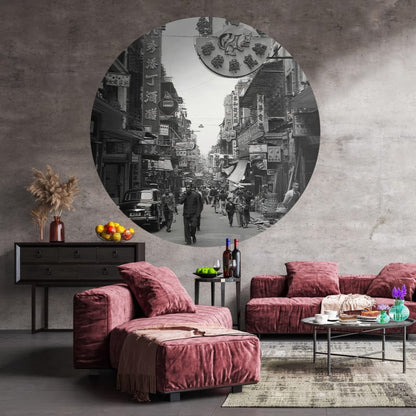 WallArt Papier peint cercle Hong Kong the Old Days 190 cm