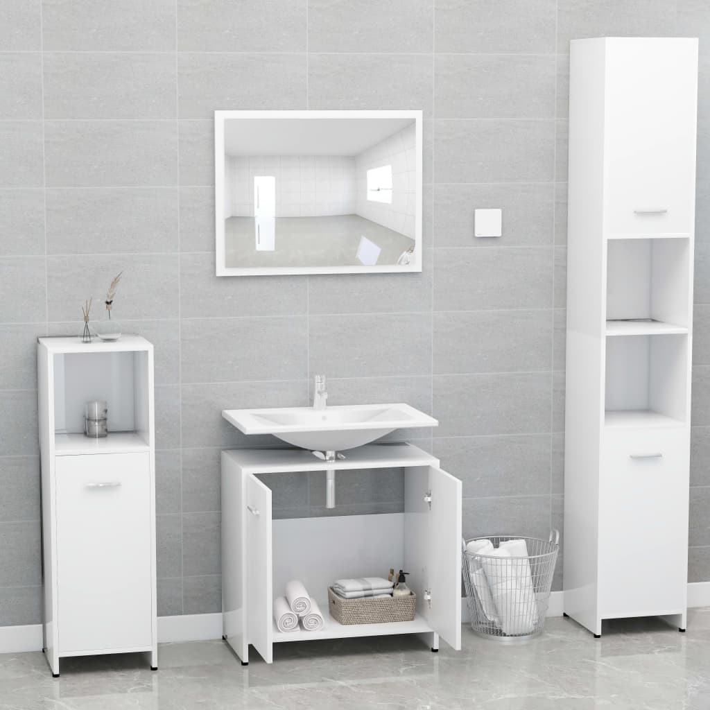 Ensemble de meubles de salle de bain Blanc Bois d'ingénierie