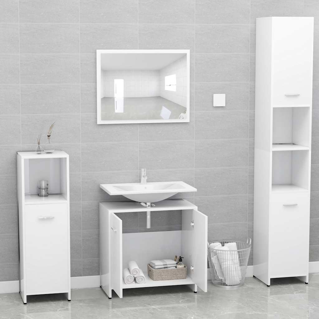 Ensemble de meubles de salle de bain Blanc Bois d'ingénierie