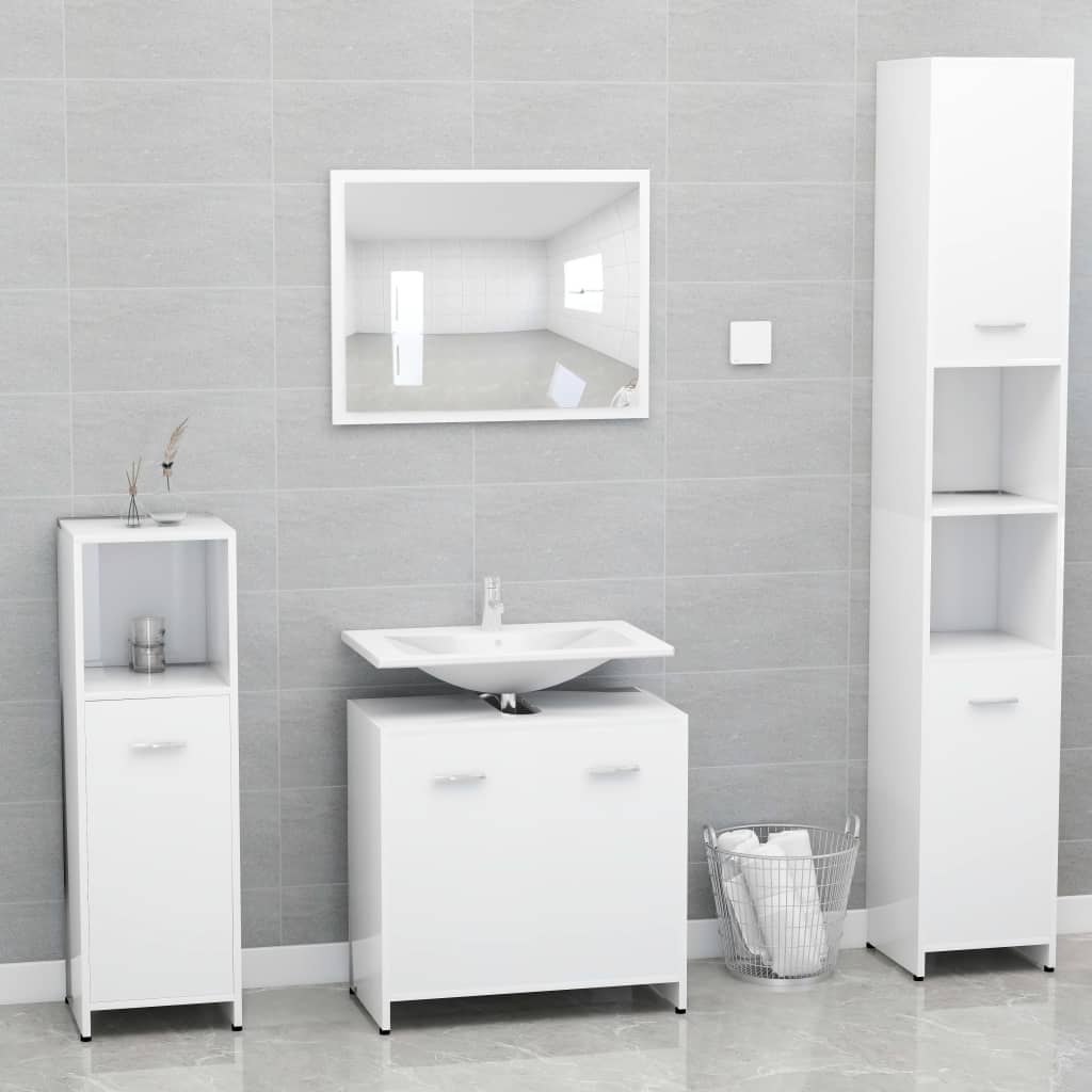 Ensemble de meubles de salle de bain Blanc Bois d'ingénierie