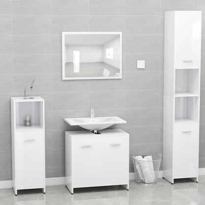 vidaXL Meubles de salle de bain Blanc brillant Bois d'ingénierie