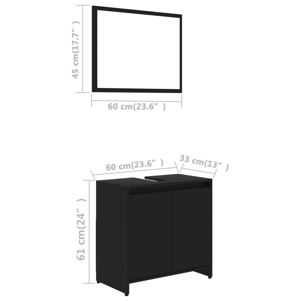 Ensemble de meubles de salle de bain Noir Aggloméré