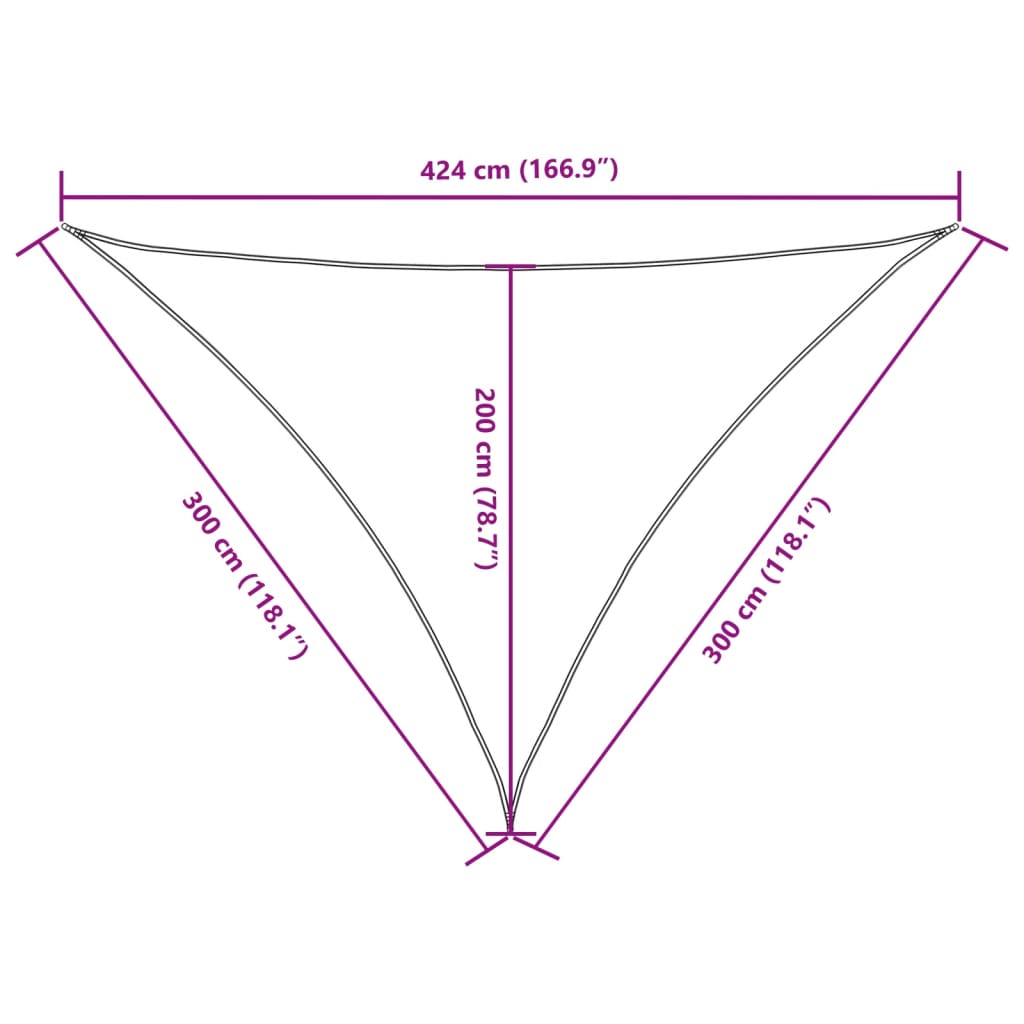 Vela parasol triangular tela oxford 3x3x4,24m antracita