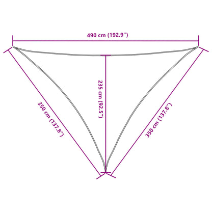 Vela parasol triangular tela oxford 3,5x3,5x4,9 m