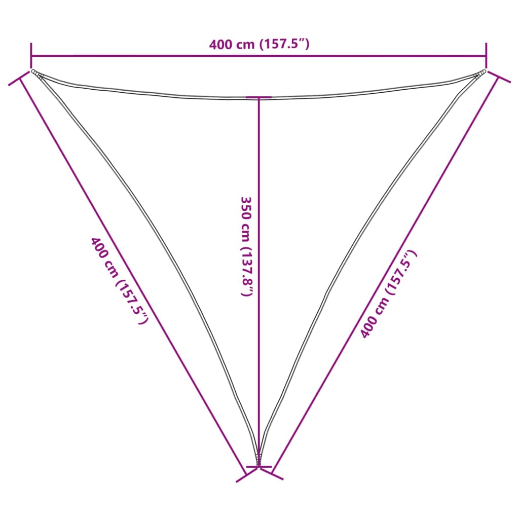 Vela parasol triangular tela oxford 4x4x4 m antracita