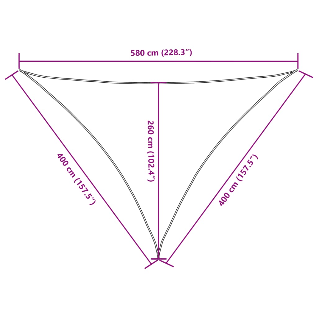 Vela parasol triangular tela oxford 4x4x5,8 m antracita