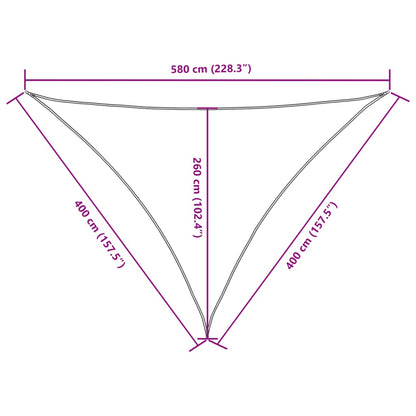 Vela parasol triangular tela oxford 4x4x5,8 m antracita