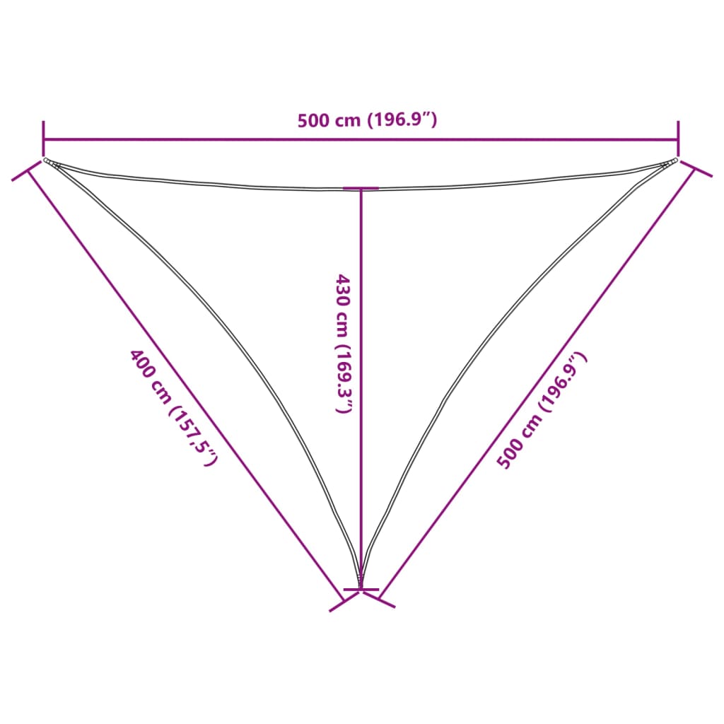 Vela parasol triangular tela oxford 4x5x5 m