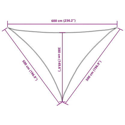 Vela parasol triangular tela oxford 5x5x6 m