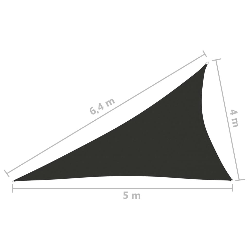 Vela parasol triangular tela oxford 4x5x6,4 m antracita