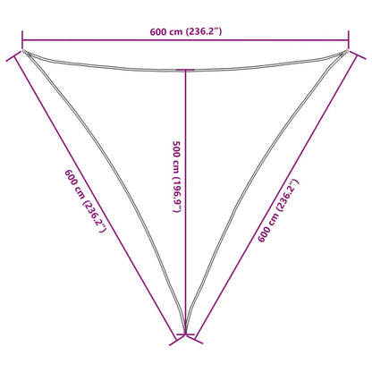 Vela parasol triangular tela oxford 6x6x6 m antracita