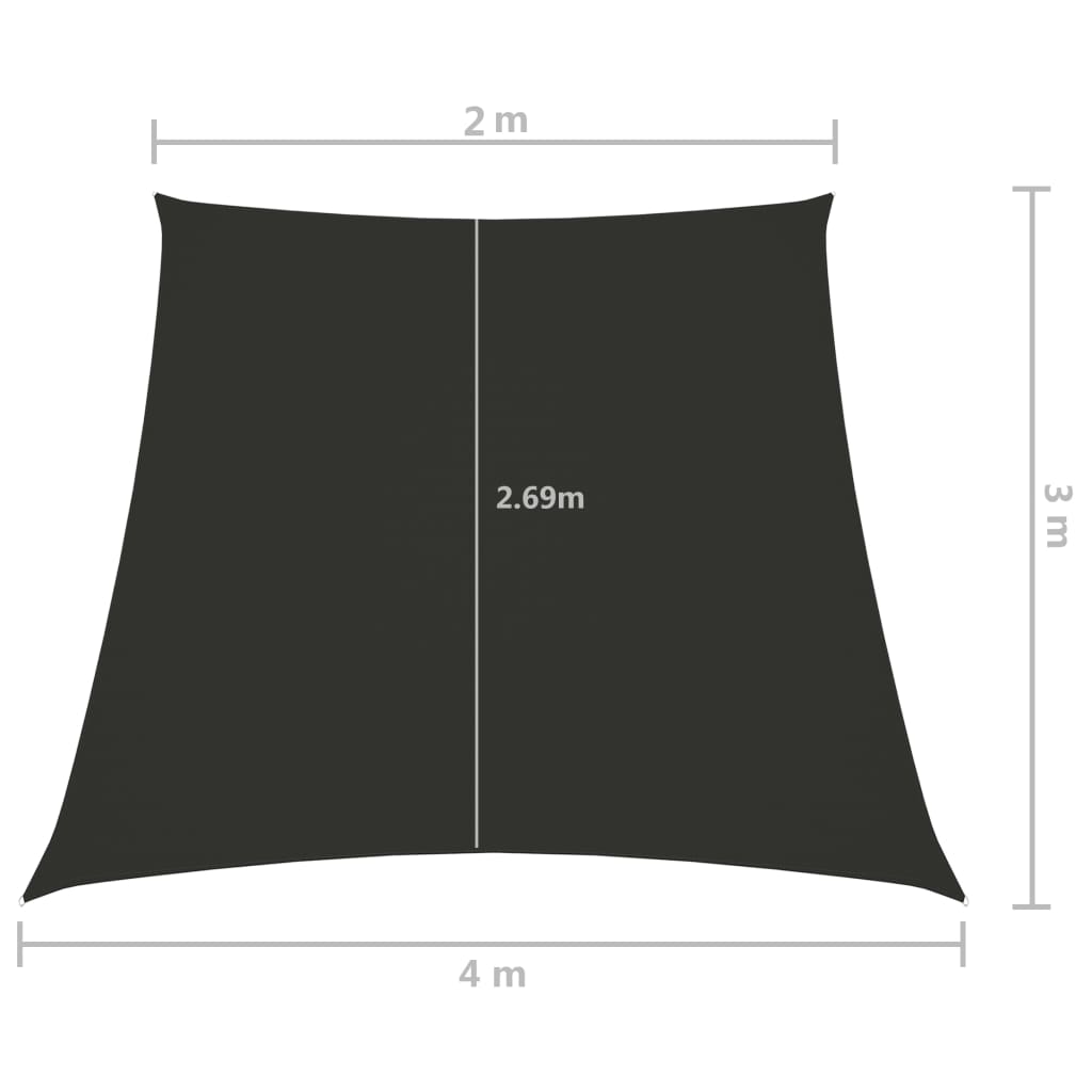 Vela parasol tela Oxford trapecio 2/4x3 m Antracita