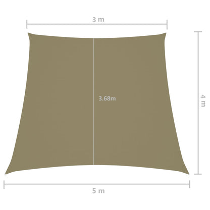 Parasol sail Oxford fabric trapeze 3/5x4 m Beige