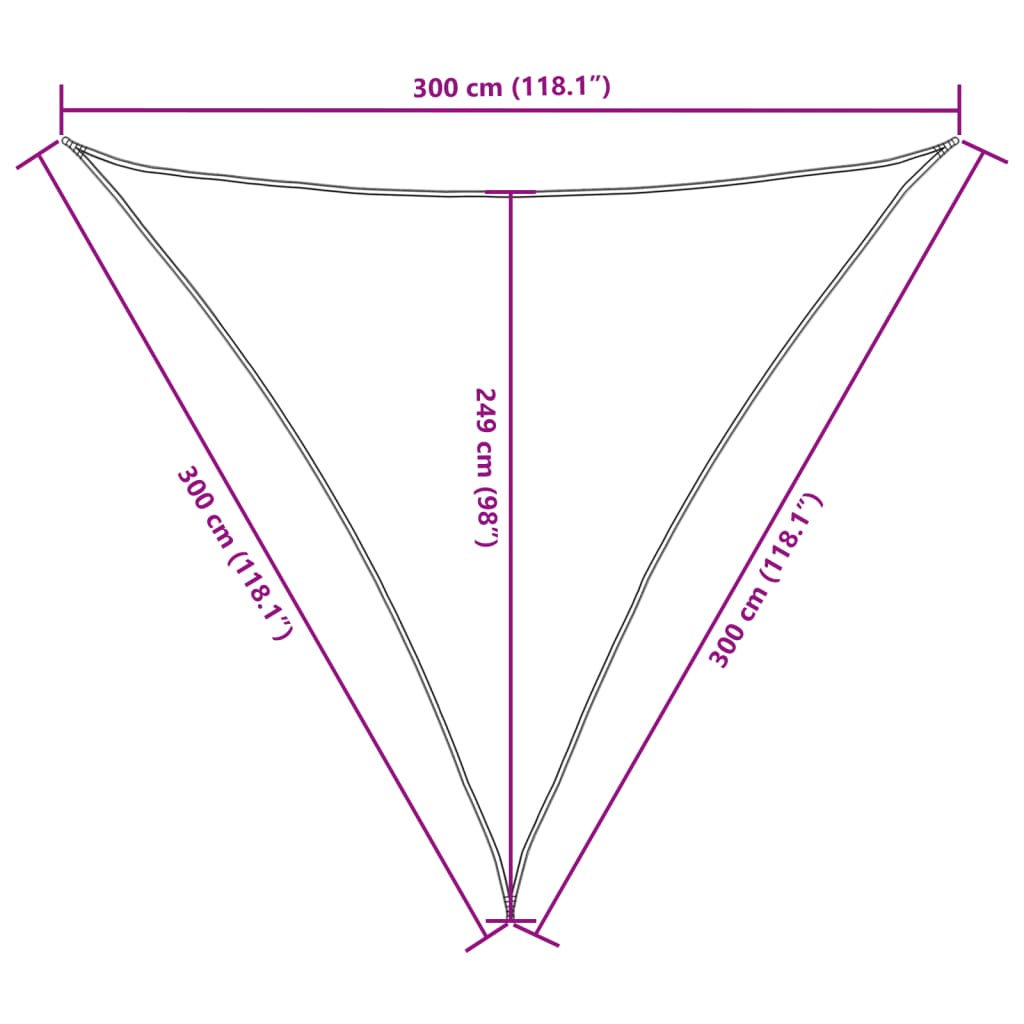 Vela parasol triangular tela oxford 3x3x3 m crema