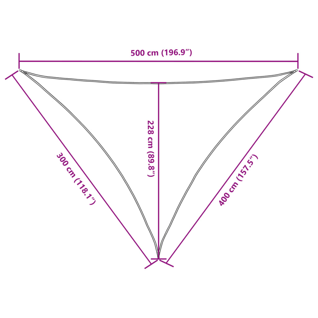 Vela parasol triangular tela oxford 3x4x5 m crema