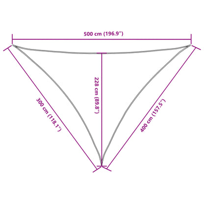 Vela parasol triangular tela oxford 3x4x5 m crema