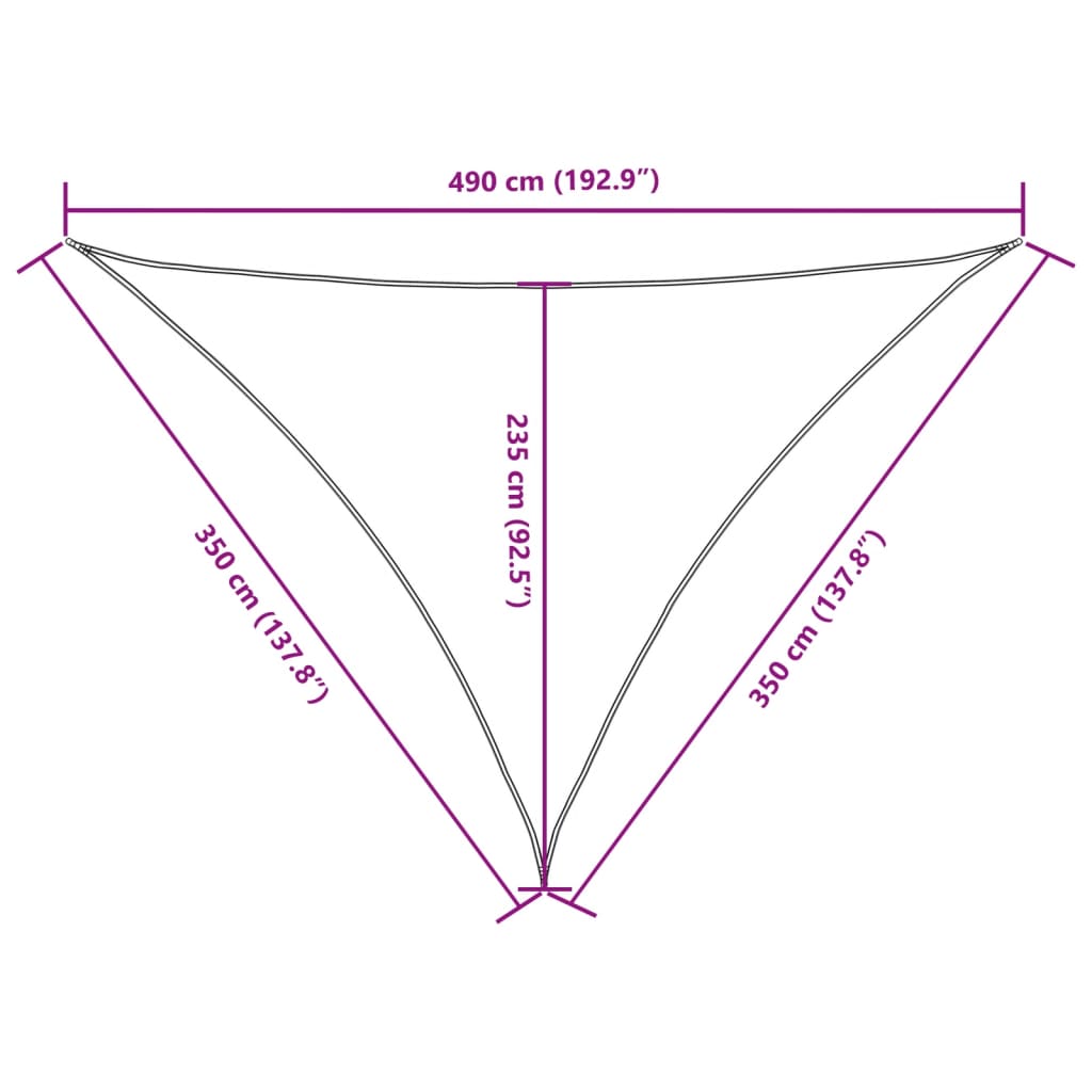 Vela parasol triangular tela oxford 3,5x3,5x4,9 m crema