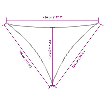 Vela parasol triangular tela oxford 3,5x3,5x4,9 m crema