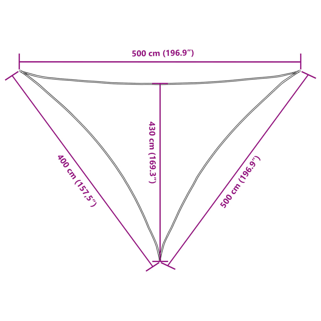 Vela parasol triangular tela oxford 4x5x5 m crema