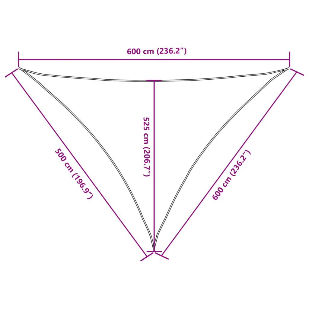 Vela parasol triangular tela oxford 5x6x6 m crema