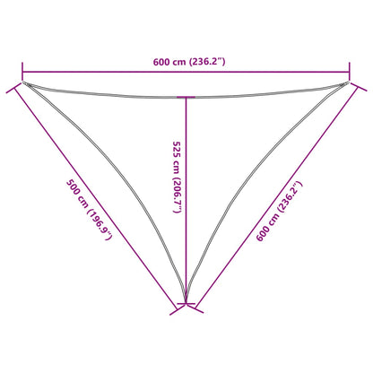 Vela parasol triangular tela oxford 5x6x6 m crema