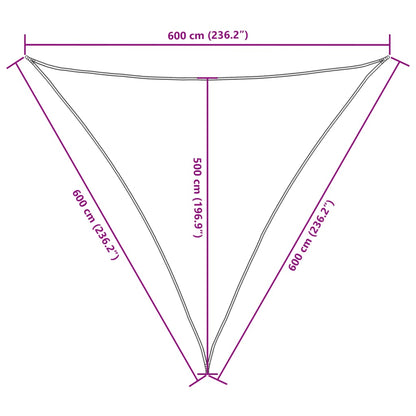 Vela parasol triangular tela oxford 6x6x6 m crema